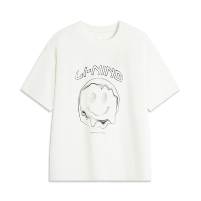 李宁女夏季运动生活潮流休闲短袖文化衫宽松舒适上衣AHSU348-B品