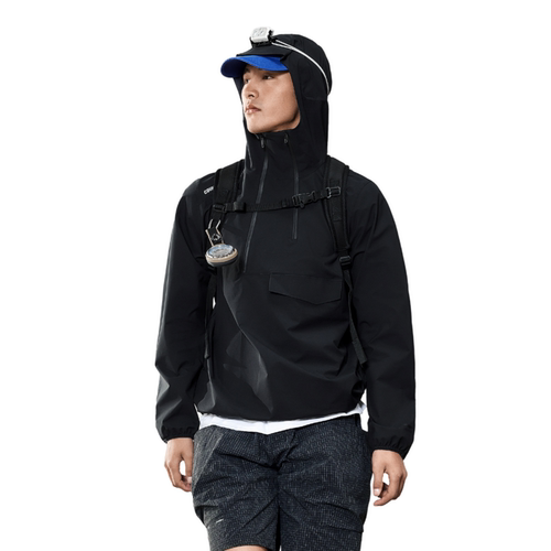 李宁CF溯风衣男士2024秋季半拉链套头衫外套连帽防泼水运动服-B品