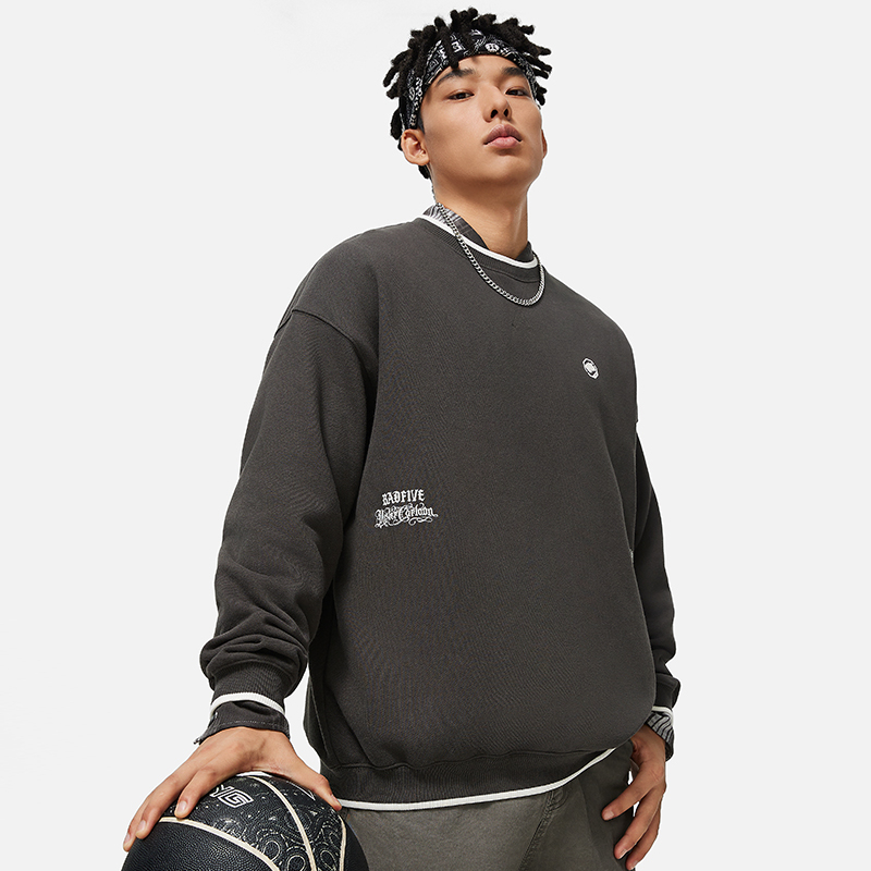 李宁卫衣男冬篮球系列时尚舒适简约宽松休闲套头无帽卫衣AWDTB87-