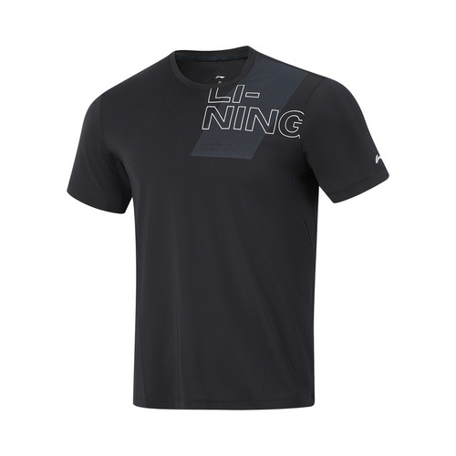 李宁短袖夏男子跑训系列舒适透气简约常规圆领短袖T恤ATSU427-B品