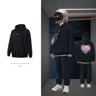 李宁卫衣男女款 B品 春运动系列透气宽松休闲套头连帽卫衣AWDT231