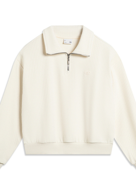 李宁卫衣女春运动潮流系列舒适宽松简约套头无帽卫衣AWDU040--B品