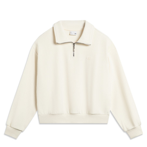 李宁卫衣女春运动潮流系列舒适宽松简约套头无帽卫衣AWDU040--B品