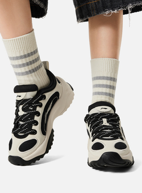 李宁奶昔女子秋经典复古潮流耐磨防滑低帮透气休闲鞋AGCU404-B品