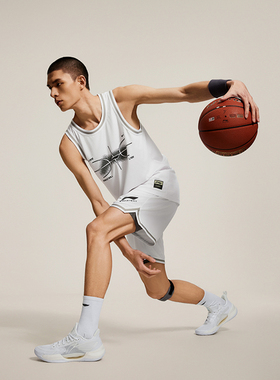 李宁CBA篮球系列男子比赛套装速干常规型短裤背心AATU011-5-B品