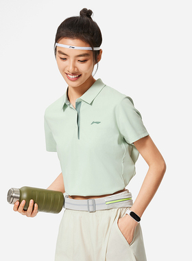 LI-NING/李宁新款简约女子百搭运动休闲短袖POLO衫APLU126-B品