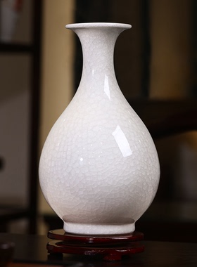 景德镇陶瓷器宋代美学客厅高级感新中式白色插花瓶大号禅意风摆件