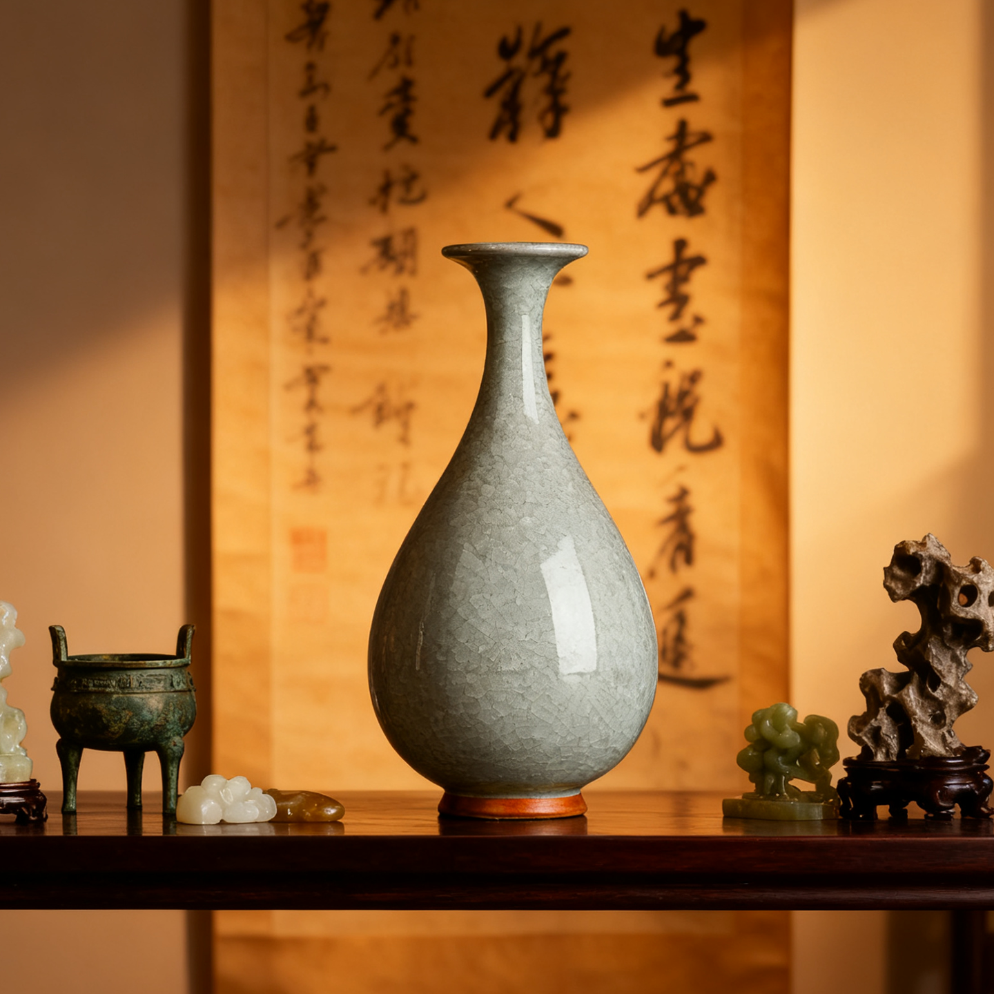 景德镇陶瓷器宋式美学中式摆件装饰品客厅入户玄关柜高级感插花瓶,家居饰品,花瓶,淘宝优惠券,粉丝福利购,淘宝优惠卷