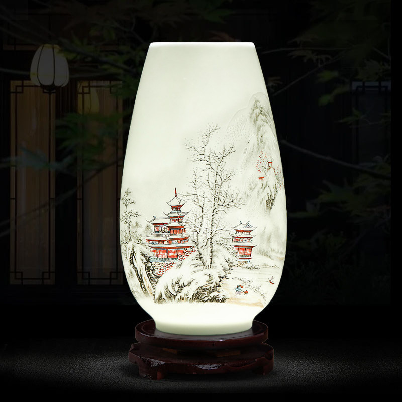 景德镇陶瓷花瓶摆件客厅插花新中式家居饰品酒柜摆件大口径白色