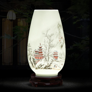 景德镇陶瓷花瓶摆件客厅插花新中式家居饰品酒柜摆件大口径白色