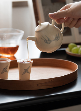 旷野集 手绘燕子泡茶壶景德镇陶瓷茶壶套装家用茶具一壶两杯送礼