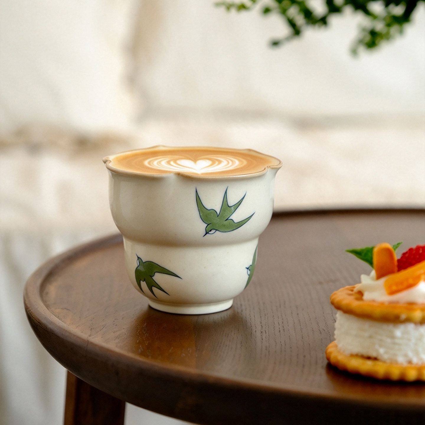 旷野集 燕子花口葫芦手握杯280ml景德镇手绘咖啡杯拉花拿铁杯送礼