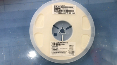 0603贴片电容100nF 50V ±10% X7R CC0603KRX7R9BB104编带 4000只