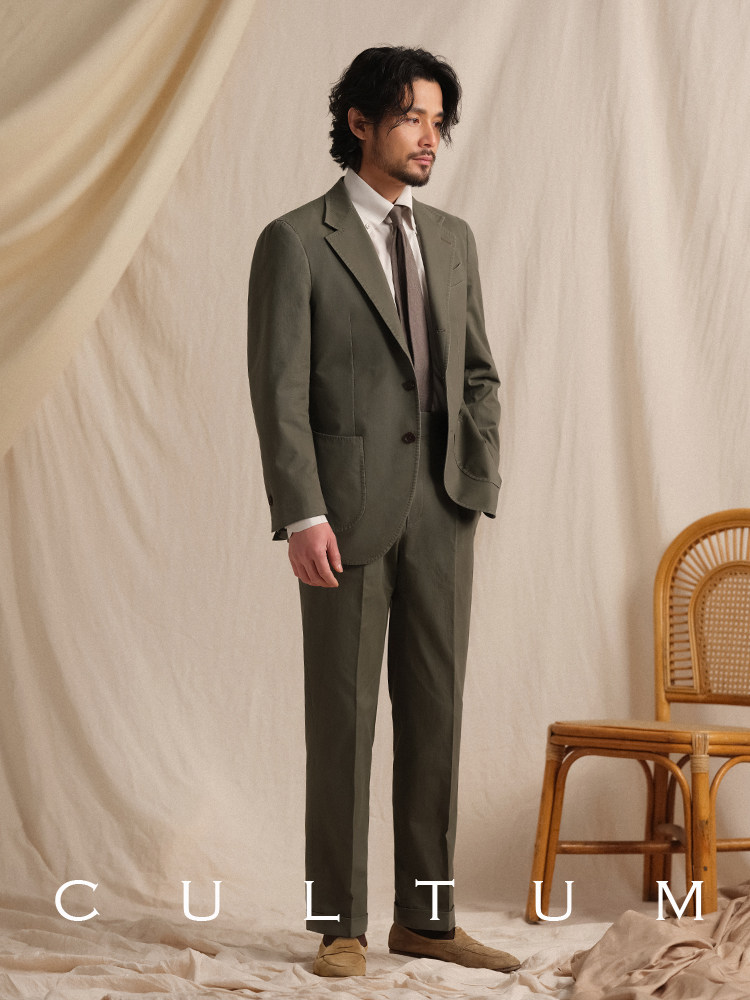 [HALF LINING] CULTUM ITALIAN WASHED COTTON CASUAL SUIT MENS SUIT HIGH-QUALITY WEDDING BLAZER