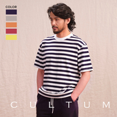 T恤 宽条纹短袖 100%优质重磅新疆棉 CULTUM复古运动风经典