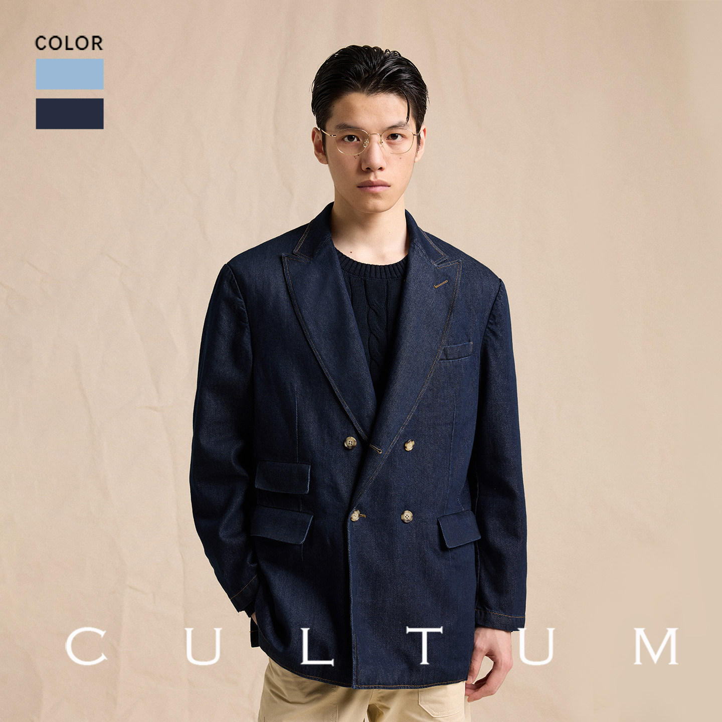 【莱赛尔牛仔】CULTUM双排水洗单宁男士西装外套无结构高级西服薄