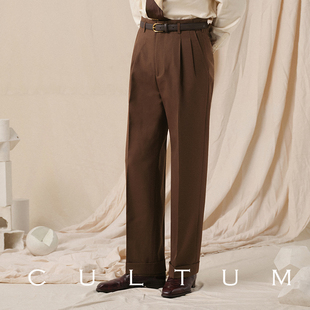 男休闲好莱坞裤 子 1930s复古精纺羊毛加厚骑兵斜纹双褶西裤 CULTUM