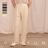 免熨烫 可机洗 CULTUM开图亲王格泡泡纱轻柔复古巴黎扣单褶裤