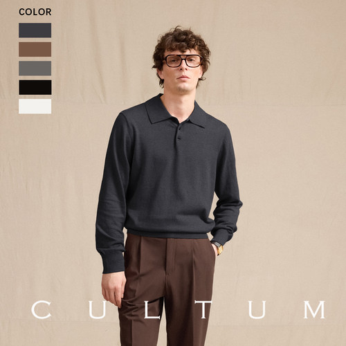 CULTUM山羊绒POLO领针织毛衣