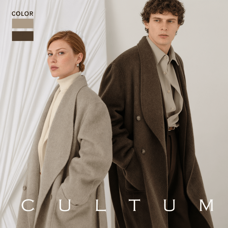 【双面呢纯羊毛 男女同款】CULTUM加厚900g重青果领毛呢大衣外套