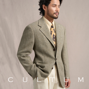 全羊毛粗纺 CULTUM重磅复古经典 人字纹优雅平驳领男西服 1930S