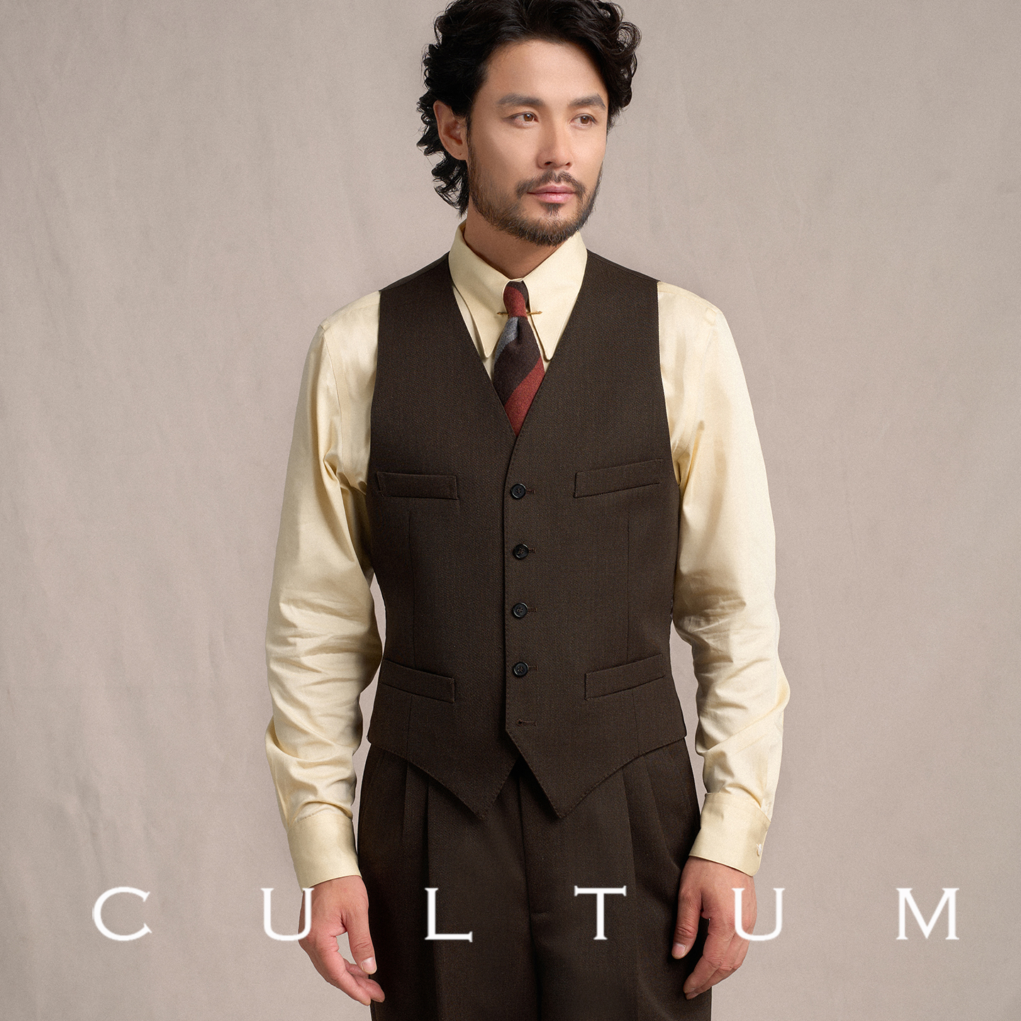 CULTUM50羊毛斜纹免熨烫西服马甲