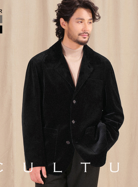 【高克重天鹅绒 厚实保暖】CULTUM意式休闲西装领法式夹克男外套