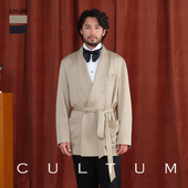 晨礼袍礼服短款 CULTUM优雅老钱睡袍浴袍男吸烟装 亚麻醋酸天丝