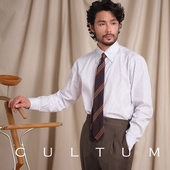 长袖 蓝白细条纹大尖纽扣领衬衫 CULTUM意式 男 120支双股全棉