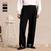 松弛有型 CULTUM 羊毛混纺男女同款 休闲百搭微锥男士 好莱坞裤