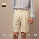 男纯色微弹复古休闲西裤 CULTUM轻薄透气意式 那不勒斯斜纹免烫短裤