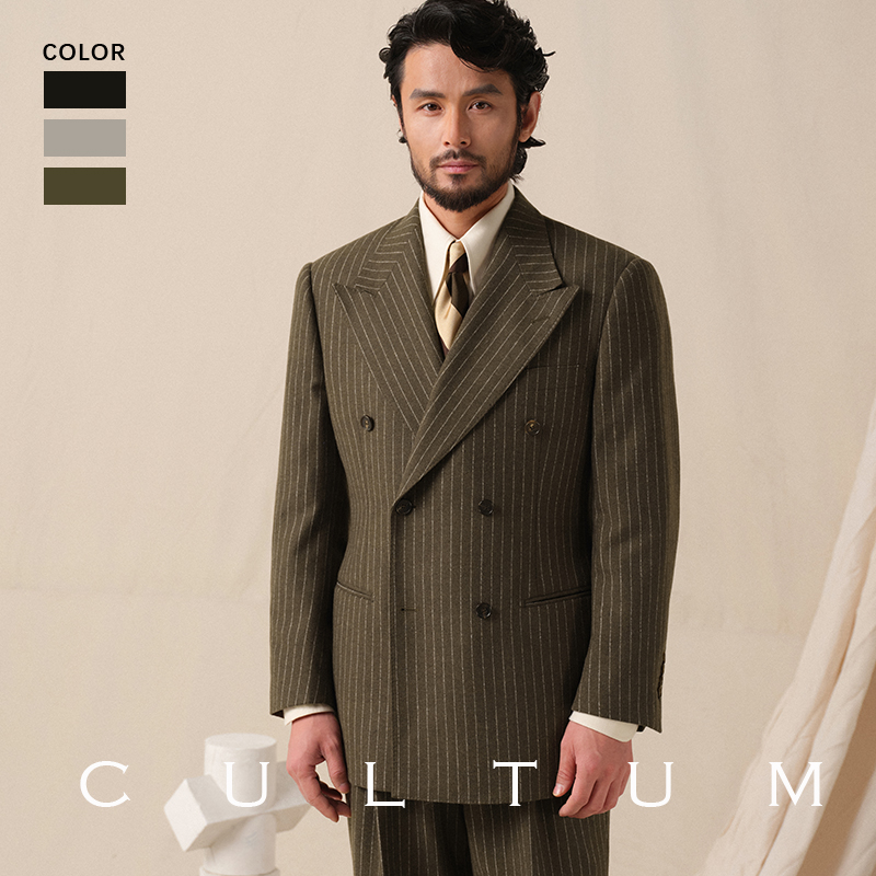 1930s复古加厚羊毛条纹西服套装