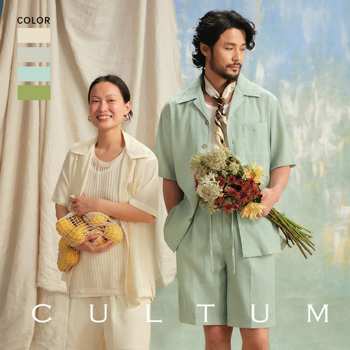 CULTUM情侣款衬衫意式休闲褶皱