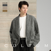 95%羊毛 CULTUM秋冬慵懒老钱风青果领双排扣短夹克男外套上衣