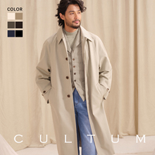 【全羊毛内胆】CULTUM100%骑兵斜洗水棉巴尔玛肯风衣男中长款外套