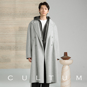 CULTUM双排扣戗驳领宽松长款 双面100%羊毛 羊毛大衣男毛呢外套