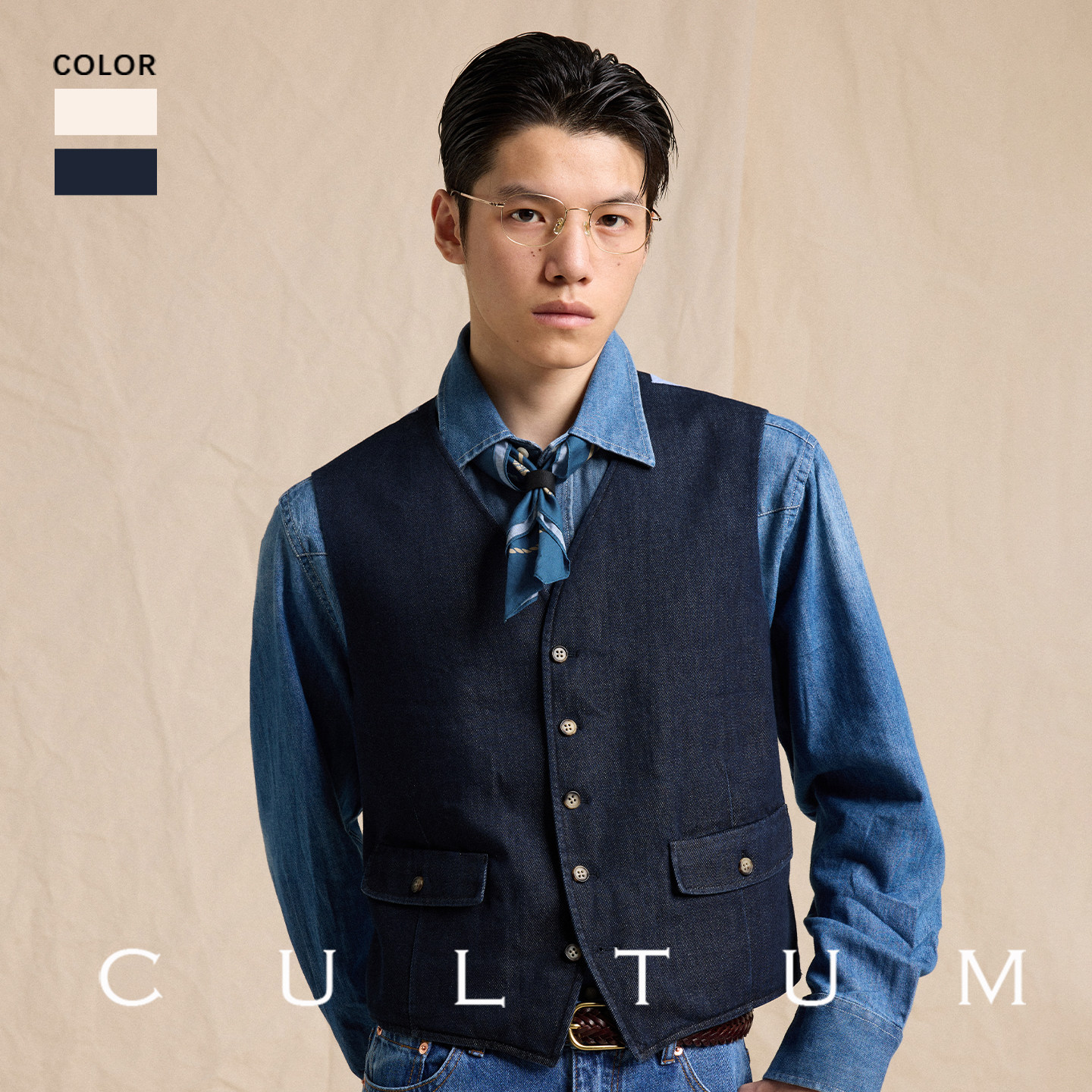 【莱赛尔牛仔】CULTUM复古水洗牛仔拼接马甲男士美式休闲春夏新款,男装,常规马甲,淘宝优惠券,粉丝福利购,淘宝优惠卷