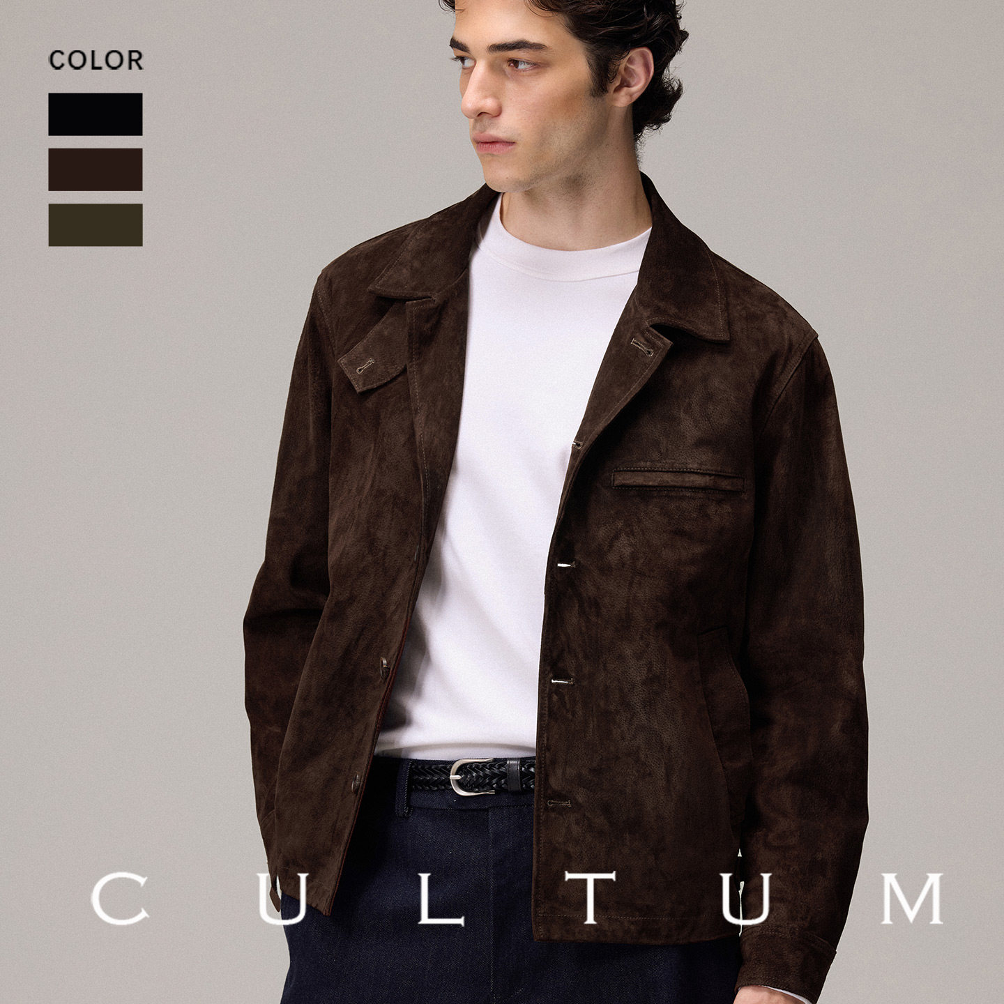 CULTUM男女同款秋冬纯皮翻领夹克图片