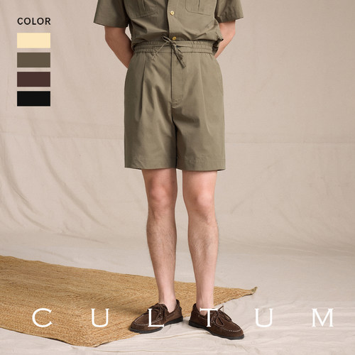 CULTUM夏季抽绳短裤男复古老钱风