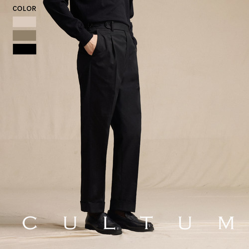 【棉混纺易打理】CULTUM免烫棉质那不勒斯高腰西裤百搭直筒休闲裤