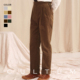 CULTUM意式 纯棉灯芯绒 那不勒斯巴黎扣复古休闲高腰双褶西裤