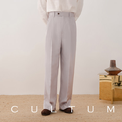 CULTUM休闲婚礼高腰阔腿双褶裤