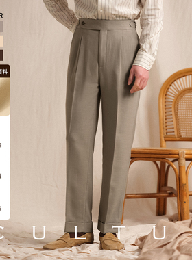 【亚麻人字纹】CULTUM意式那不勒斯免烫西裤男垂坠感高级感西装裤