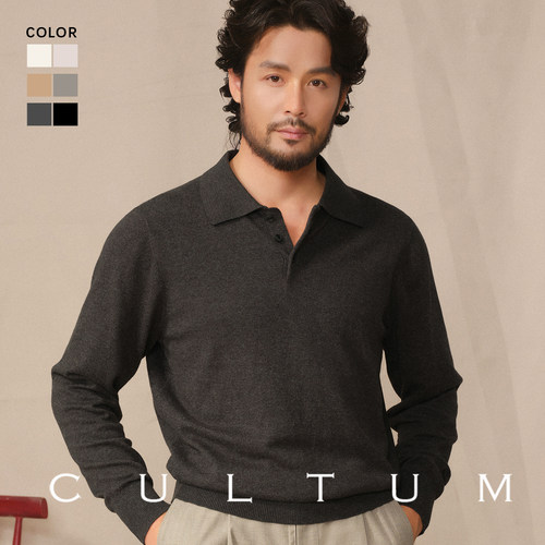 CULTUM山羊绒POLO领针织毛衣