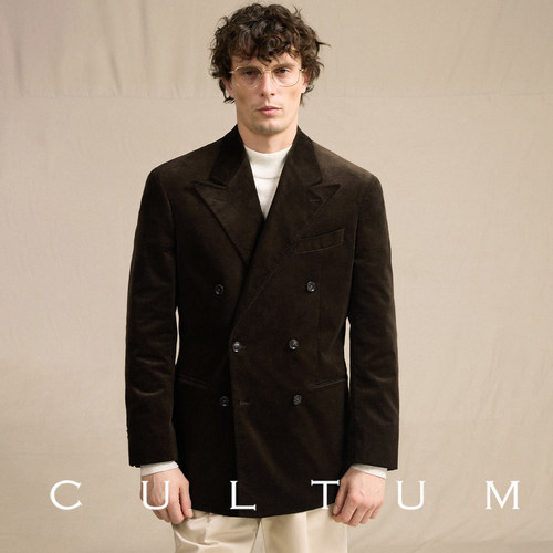CULTUM意式全棉戗驳领西服套装男