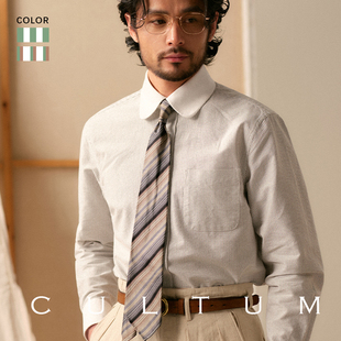 男休闲百搭ivy西装 衬衫 CULTUM伊顿领条纹长袖 衬衣 全棉牛津纺