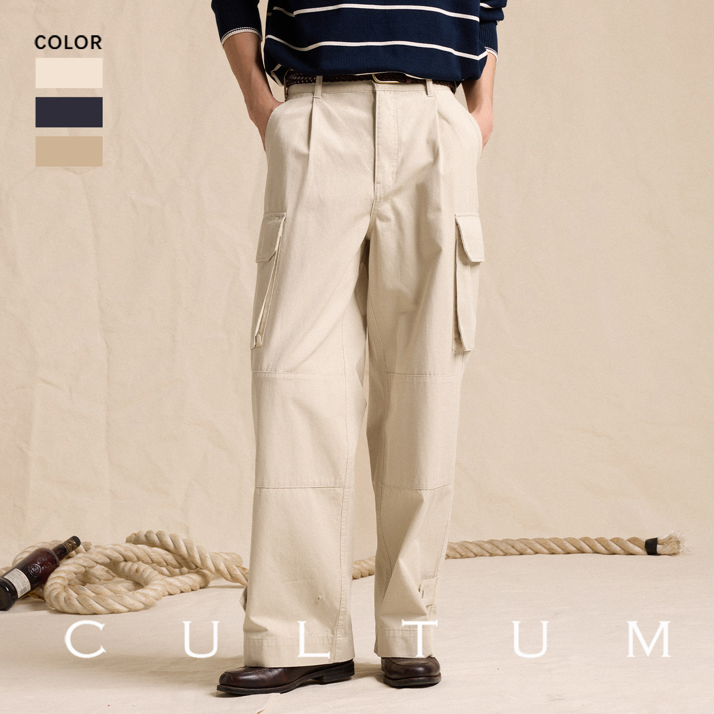 CULTUM100%棉美式复古工装裤图片