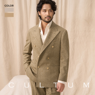 人字纹双排扣西服套装 那不勒斯秋冬季 CULTUM意式 男 羊毛粗花呢