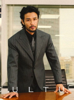 【绅士盔甲 60支70%澳毛】CULTUM半麻衬西服套装男商务条纹西装