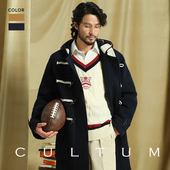 全羊毛加厚830g重 CULTUM麦尔登呢达夫尔牛角扣大衣男中长款